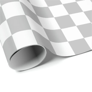 Large Gray and White Checks Wrapping Paper