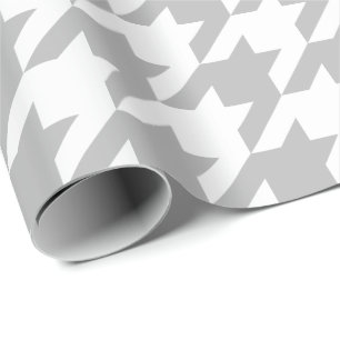 Large Gray and White Houndstooth Wrapping Paper