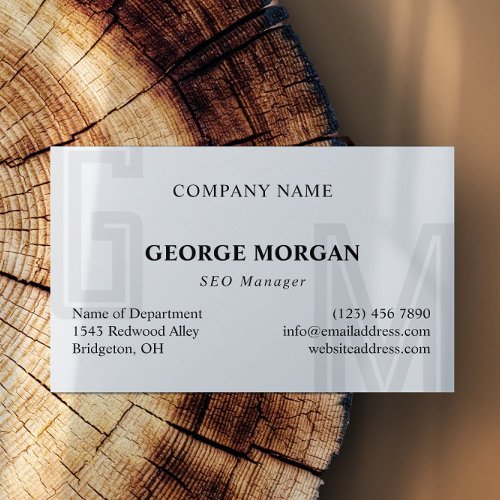 Large Gray Initials Modern One Sided Professional Business Card