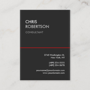 Large Gray Red Line Attractive Business Card