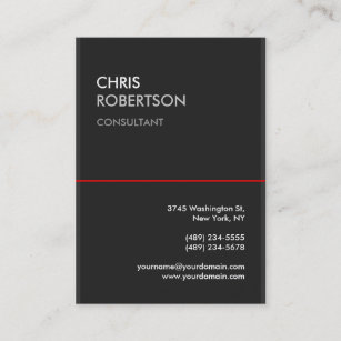 Large Gray Red Line Attractive Business Card