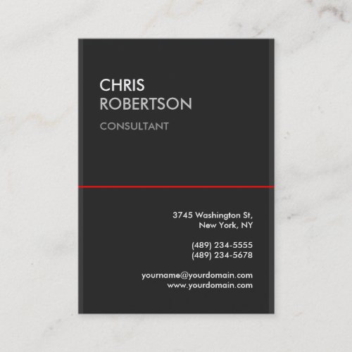 Large Gray Red Line Attractive Business Card