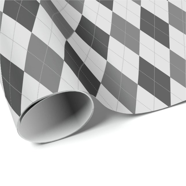 Large Gray Tones Argyle Wrapping Paper (Roll Corner)
