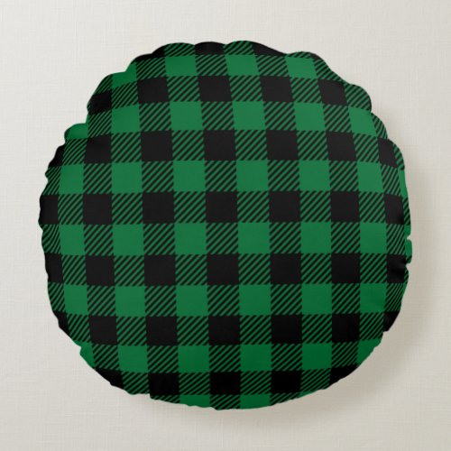 Large Green Black Buffalo Plaid Farmhouse Decor Po Round Pillow