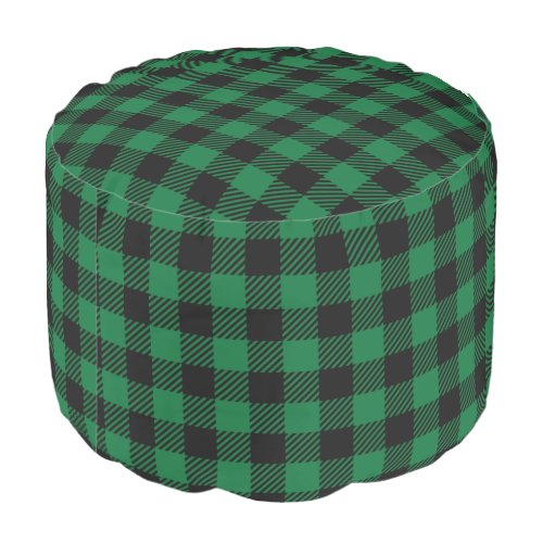 Large Green Black Buffalo Plaid Farmhouse Decor Pouf