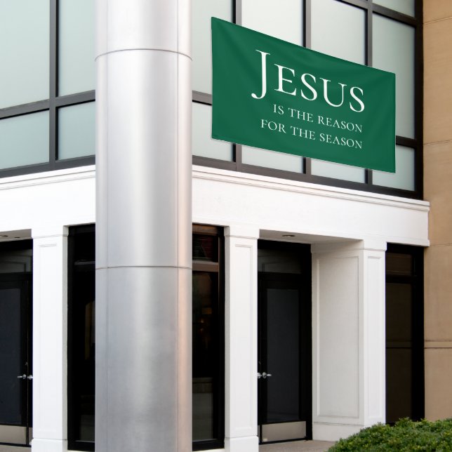 Large Green Custom Jesus Reason For Christmas Sign (Outside Building)