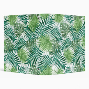 Large Green Fern Palm and Monstera Tropical Plants 3 Ring Binder
