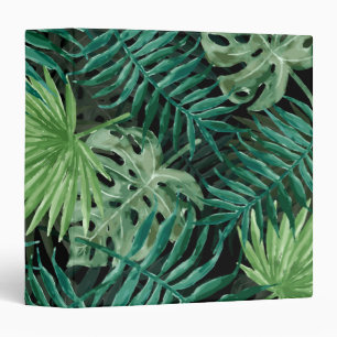 Large Green Fern Palm and Monstera Tropical Plants 3 Ring Binder
