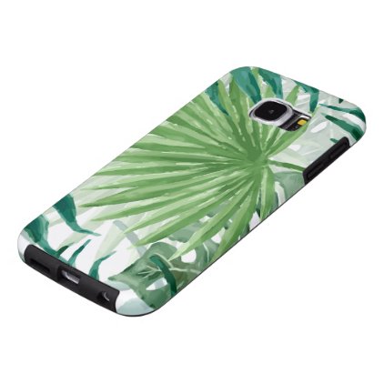 Large Green Fern Palm and Monstera Tropical Plants Samsung Galaxy S6 Case