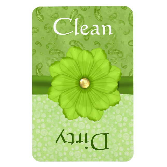 Large Green Floral Dishwasher Magnet (Vertical)