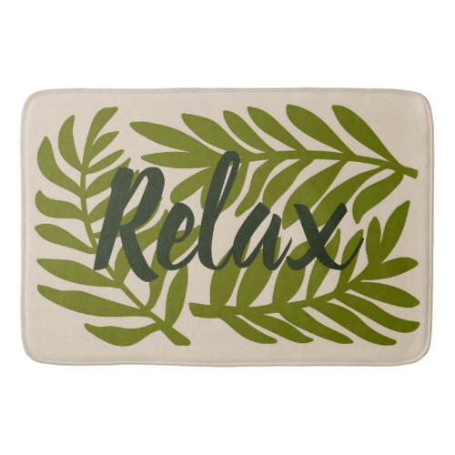 Large Green Leaf Nature Relax Quote Bath Mat