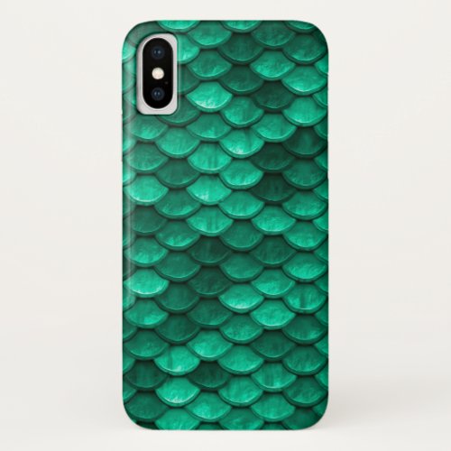 Large Green Mermaid Scales iPhone XS Case