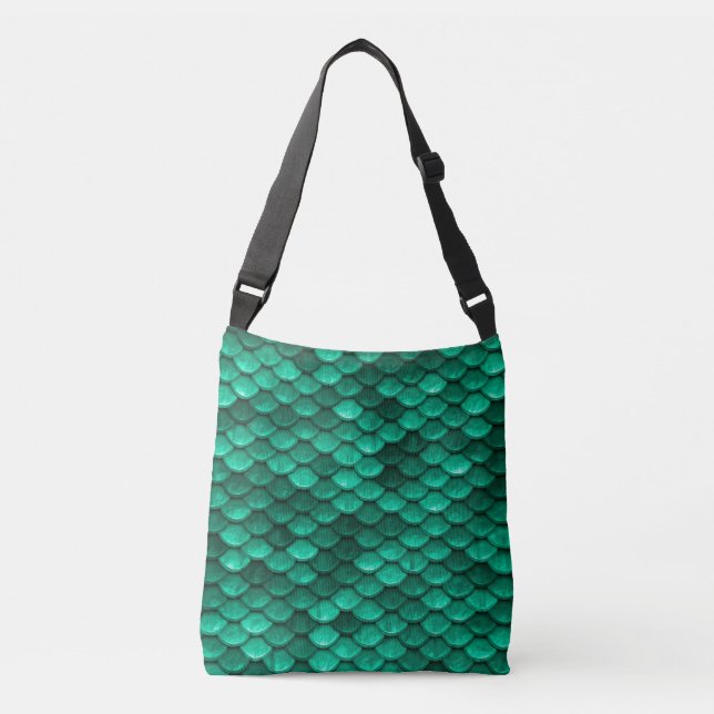 Large Green Mermaid Scales Crossbody Bag (Front)