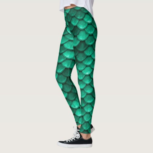 Large Green Mermaid Scales Leggings