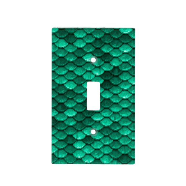 Large Green Mermaid Scales Light Switch Cover (Front)