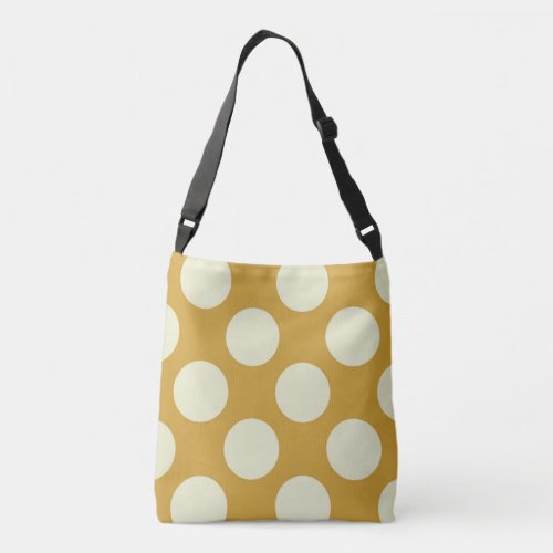 Large green polka dots circles design on yellow crossbody bag