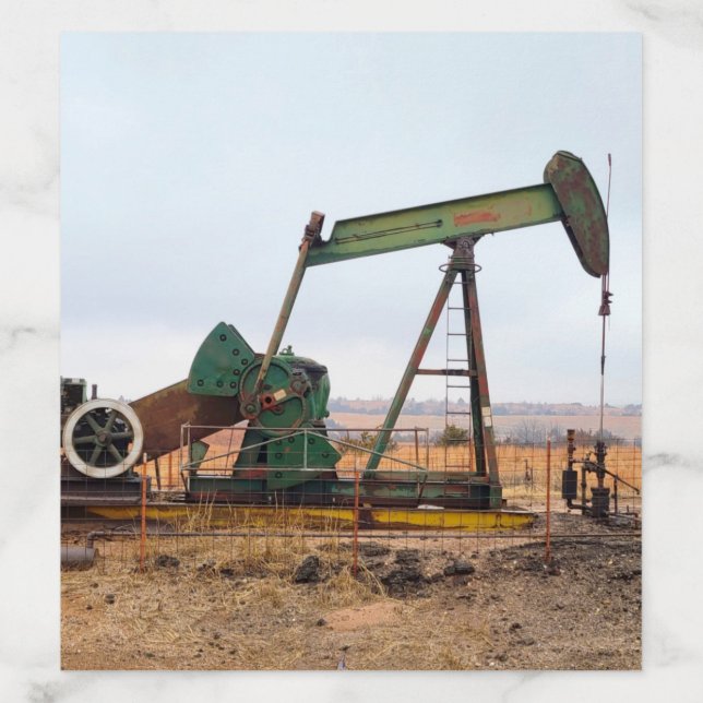 Large Green Pumpjack in an Oil Field Envelope Liner (Design)