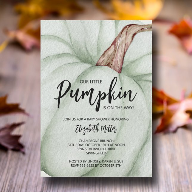 Large Green Pumpkin Baby Shower Invitation (Large green pumpkin baby shower invitations, INSTANT DOWNLOAD and/or PRINTED)