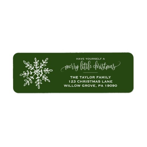 Large Green Snowflake Christmas Label