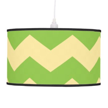Large Green & Tan Chevron Pattern Hanging Lamp by RelevantTees at Zazzle