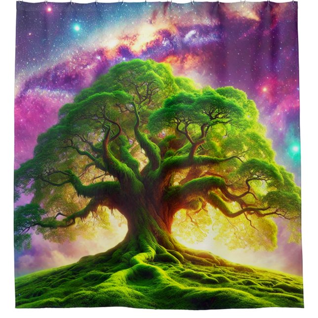 Large Green Tree Shower Curtain (Front)