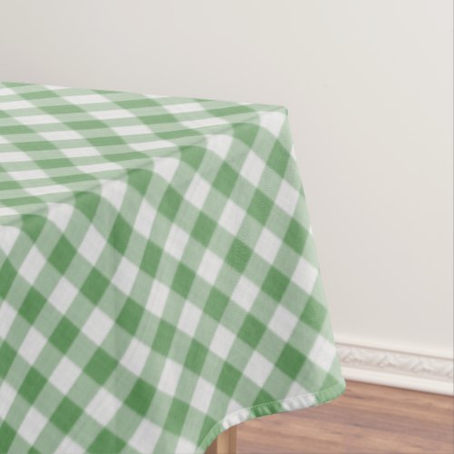 Large GreenWhite Gingham Checks Pattern Geometric Tablecloth