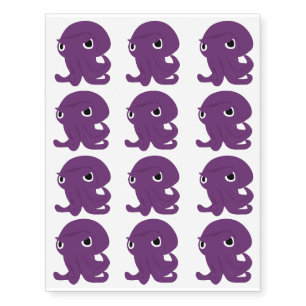 Large grouchy googly-eyed purple squid tattoos