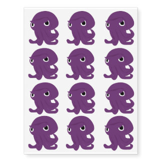 Large grouchy googly-eyed purple squid tattoos