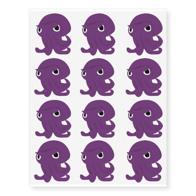 Large grouchy googly-eyed purple squid tattoos (Front)