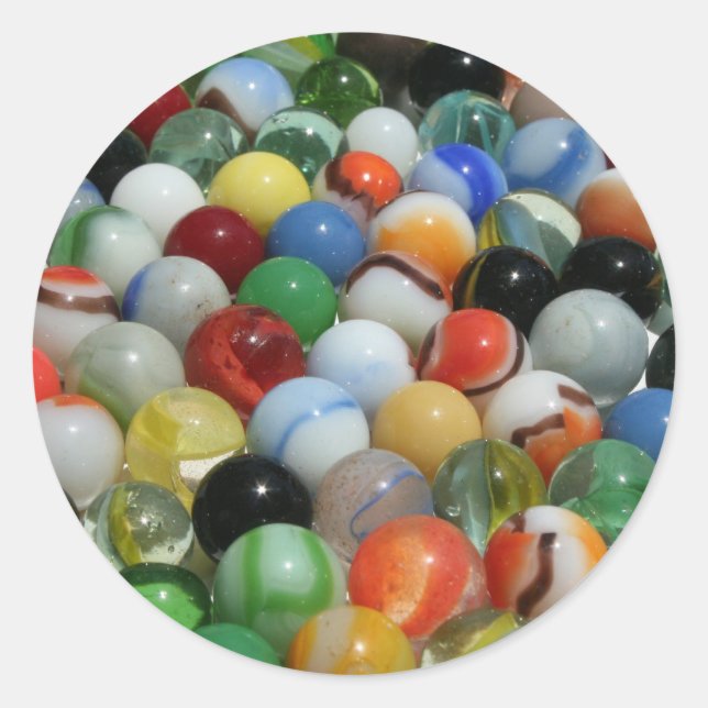 Large Group of Antique Toy Marbles Classic Round Sticker (Front)