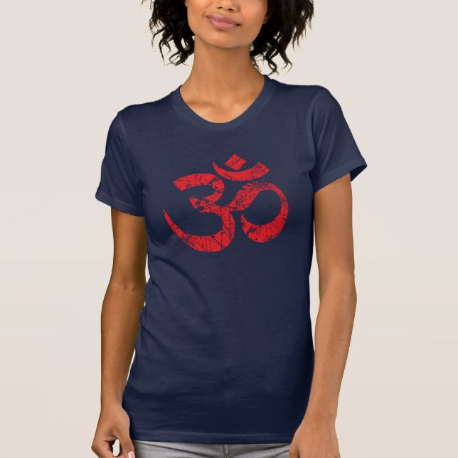 Large Grunge OM Symbol Spirituality Yoga T-Shirt (Front)