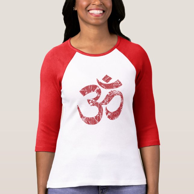 Large Grunge OM Symbol Spirituality Yoga T-Shirt (Front)
