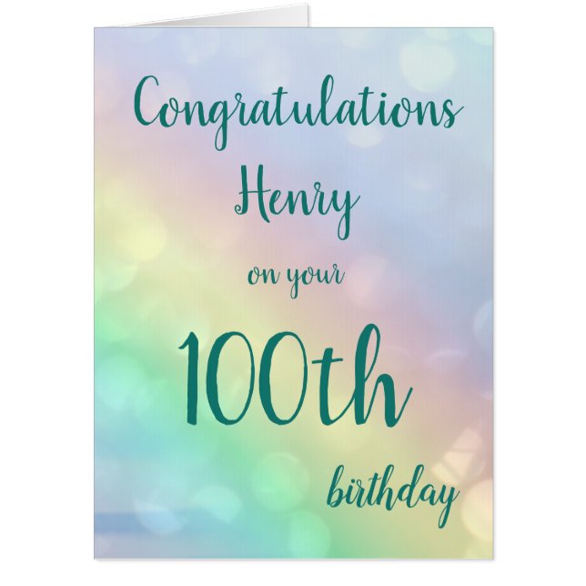 Large Happy 100th Birthday design greeting Card (Front)