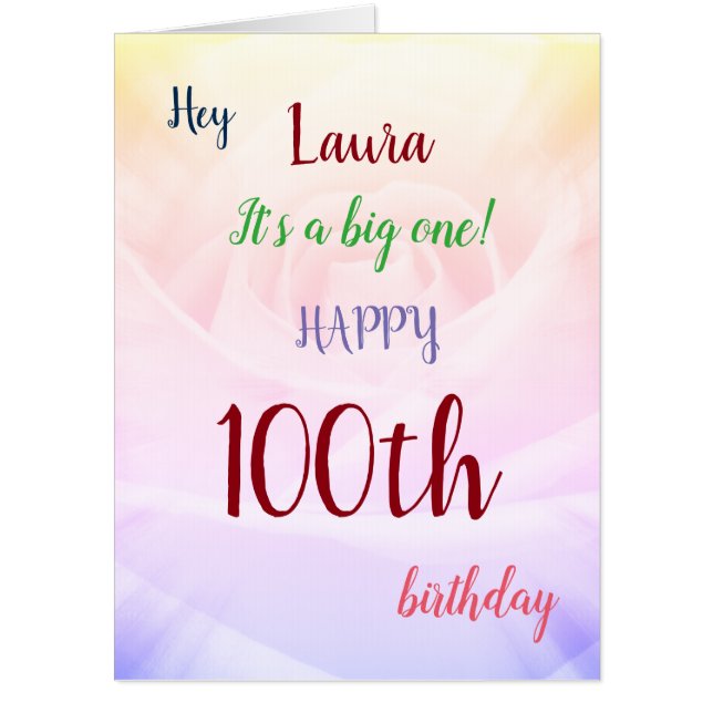 Large Happy 100th Birthday design greeting Card (Front)