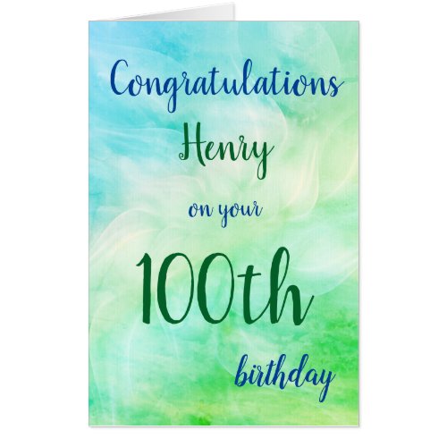 Large Happy 100th Birthday design greeting Card