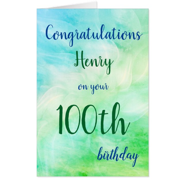 Large Happy 100th Birthday design greeting Card (Front)