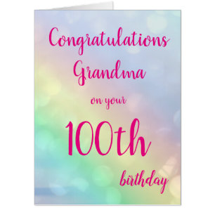 Large Happy 100th Birthday Grandma design greeting Card