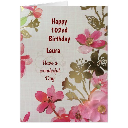 Large Happy 102nd Birthday Card