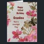 Large Happy 102nd Birthday Grandma Card<br><div class="desc">Large stylish Happy 102nd Birthday Grandma Greeting Card.</div>