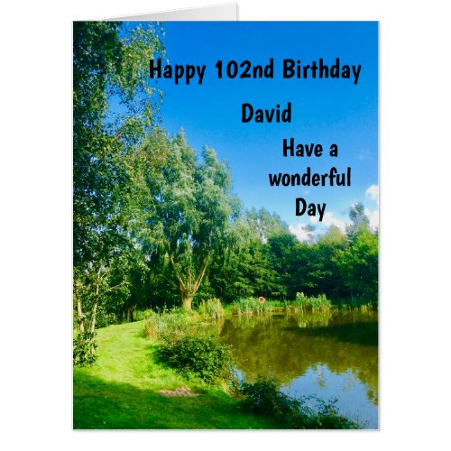 Large Happy 102nd Birthday Personalised Card