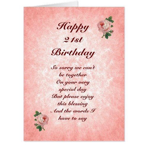 Large Happy 21st Birthday distance Greeting Card