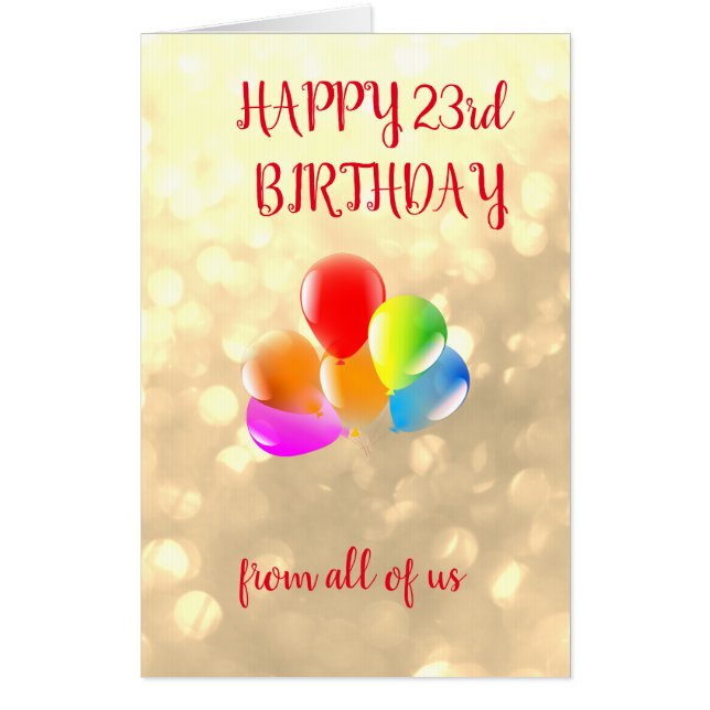 Large Happy 23rd Birthday Card (Front)