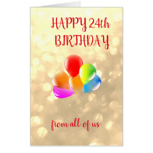 Large Happy 24th Birthday Card