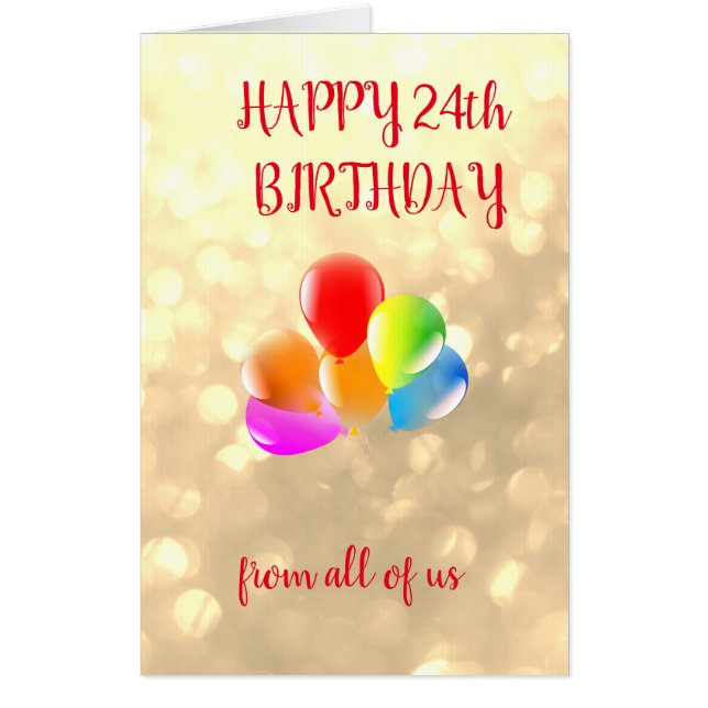 Large Happy 24th Birthday Card (Front)