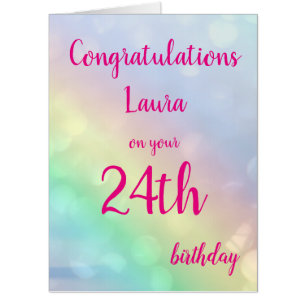 Large Happy 24th Birthday design greeting Card
