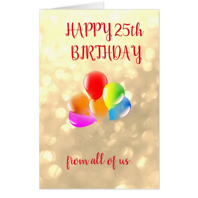 Large Happy 25th Birthday Card (Front)