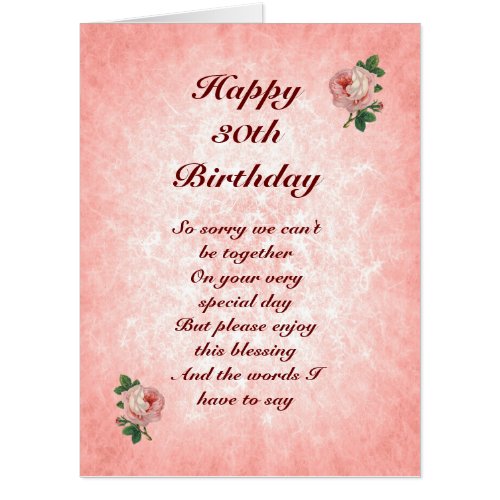 Large Happy 30th Birthday distance Greeting Card