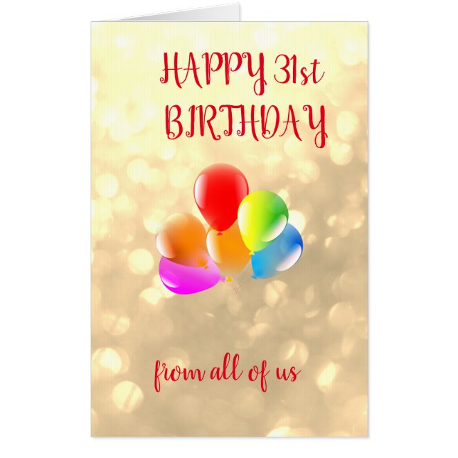 Large Happy 31st Birthday Card (Front)