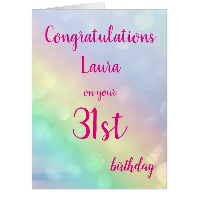 Large Happy 31st Birthday design greeting Card (Front)