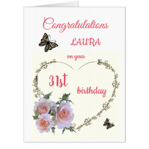 Large Happy 31st Birthday design greeting Card